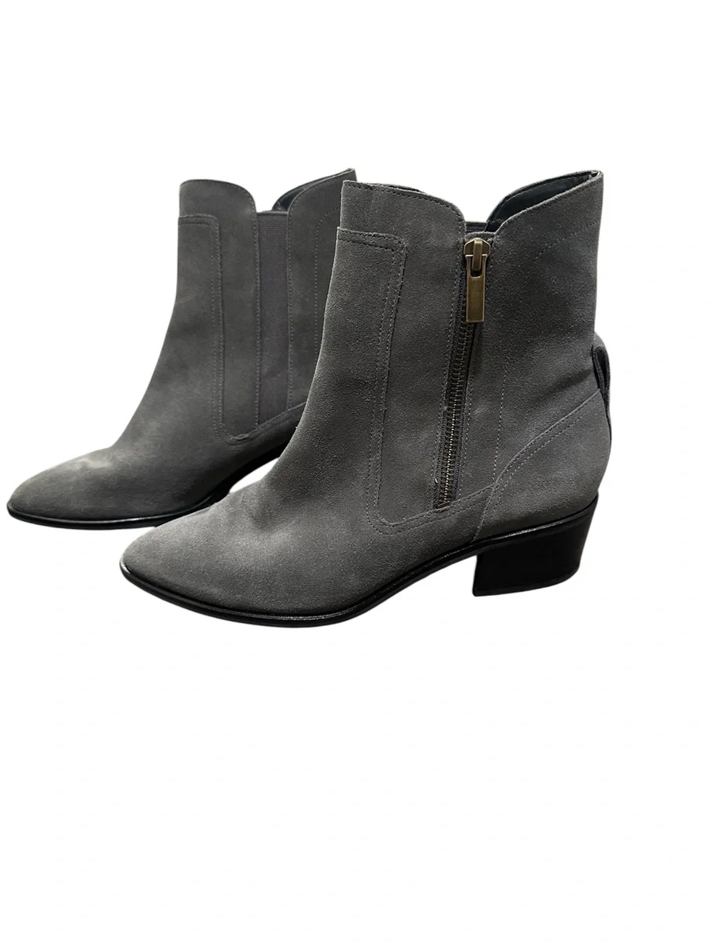 Cole Haan Grand 360 Gray Faux Suede Ankle Boots Size 8B Side Zip Booties